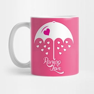 Raining love pink white umbrella Mug